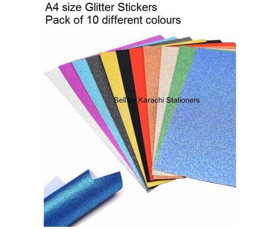 Multi Color Plain A4 Sparkling Metallic Sticker - Pack of 10
