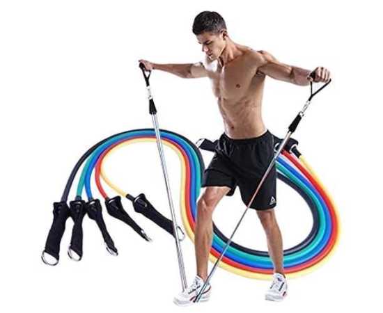 11 PCS Fitness Exercise Resistance Bands Set