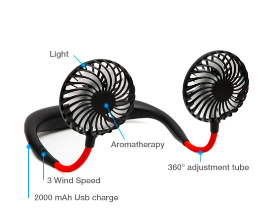 Portable Hanging Rechargeable neck fan for kitchen