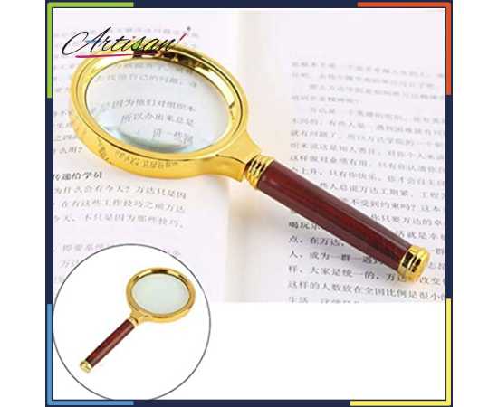 Red Brown Handle Magnifying Glass 10X