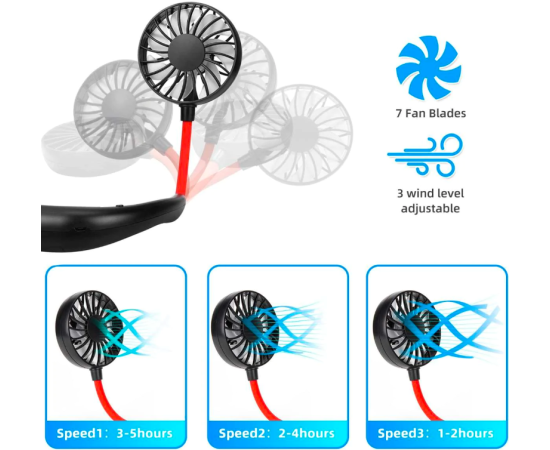 Portable Hanging Rechargeable neck fan for kitchen
