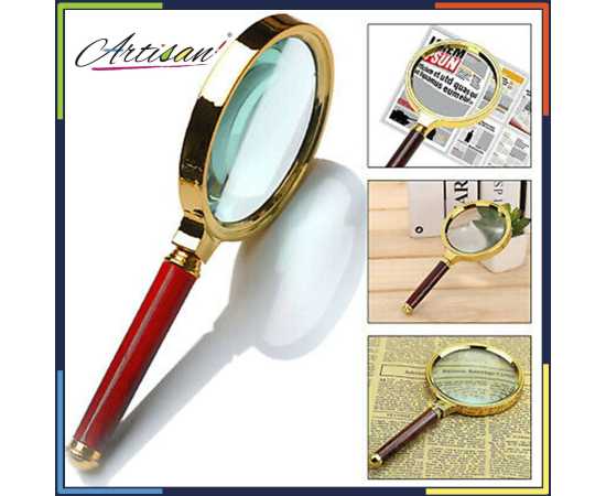 Red Brown Handle Magnifying Glass 10X