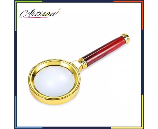 Red Brown Handle Magnifying Glass 10X