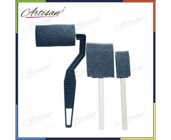 Artisan - 3 Pcs Foam Black Sponge Brush Set