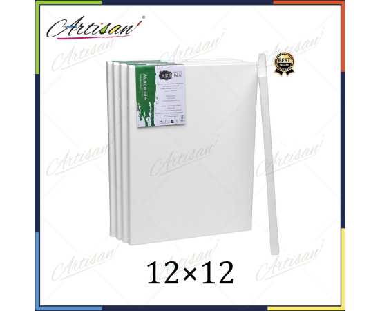 Artisan 12 X 12 Inches Primed Coated Painting Canvas  - Pack of 5 Artisan 12 X 12 Inches Primed Coated Painting Canvas  - Pack of 5