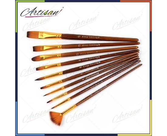 Artisan Pack of 10 Multi Shapes Nylon Art Brush SetArtisan Pack of 10 Multi Shapes Nylon Art Brush Set