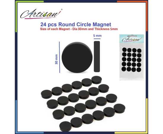 Artisan - 24 Pcs Circle Magnet 30mm Dia Round Black Artisan - 24 Pcs Circle Magnet 30mm Dia Round Black
