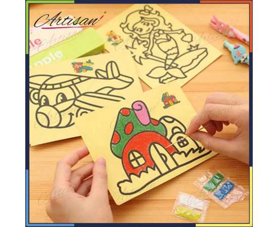 Artisan 6 Cards Different Designs Sand Art