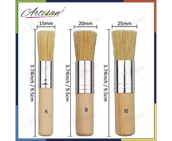 Artisan Wooden Stencil Brushes - Set of 3