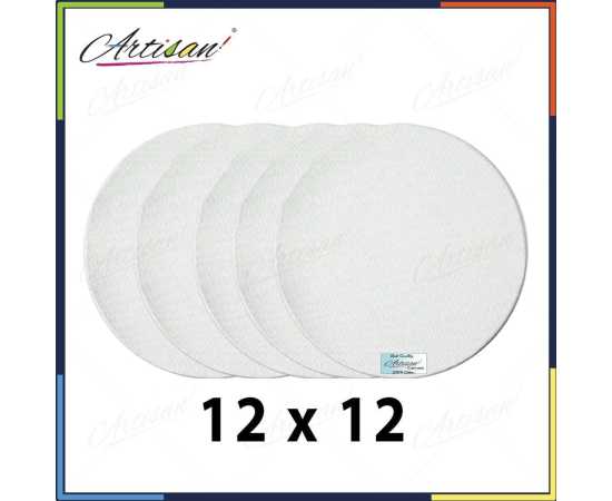 Artisan - pack of 5 round white canvas 12x12