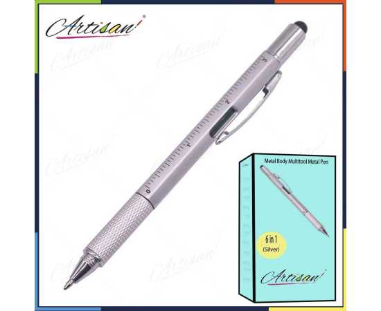 Artisan - Metal Body 6 in 1 Multitool Metal Pen - Silver