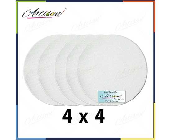 Artisan - pack of 5 round white canvas 4 x4