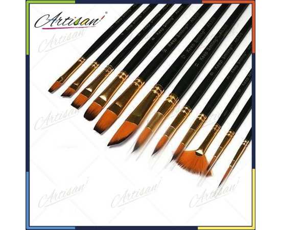 Artisan - A6308 Pack of 12 Multi Shapes Nylon Art Brush Set