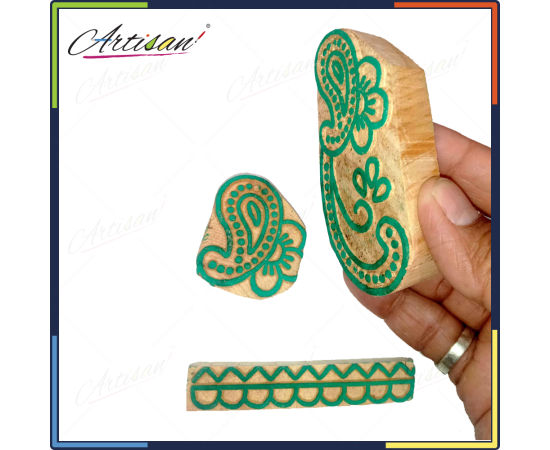 Artisan - 3 PCS Set Wooden block printing stamps