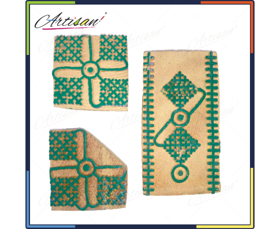 Artisan - 3 PCS Set Wooden block printing stamps