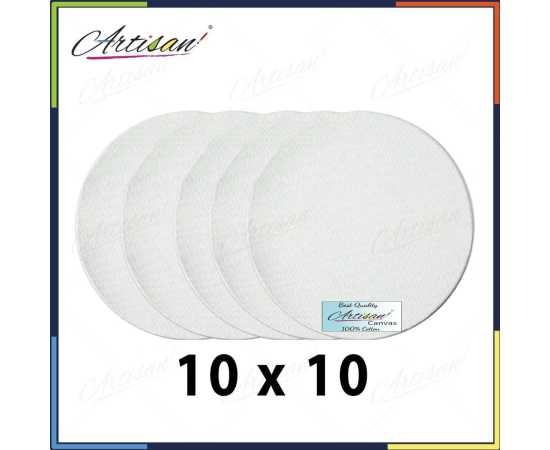 Artisan - pack of 5 round white canvas 10 x10