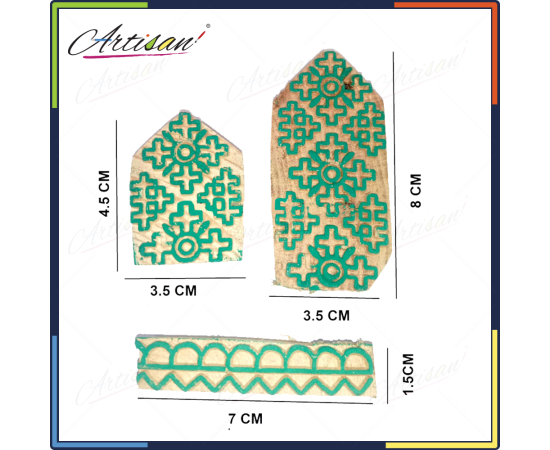 Artisan - 3 PCS Set Wooden block printing stamps