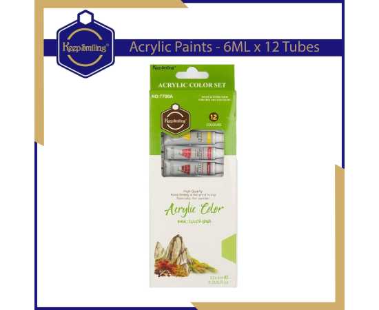 Keep Smiling 6ML Acrylic Color Paint Tube - Set of 12 Keep Smiling 6ML Acrylic Color Paint Tube - Set of 12