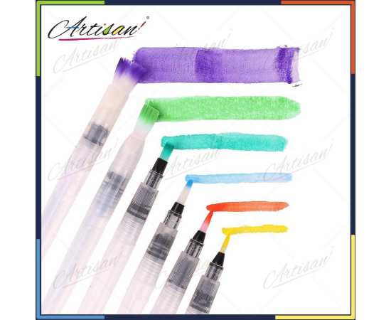 Artisan 6 PCS Water Brush Pen Type (3 x Round Tip and 3 x Flat Tip) Artisan 6 PCS Water Brush Pen Type (3 x Round Tip and 3 x Flat Tip)