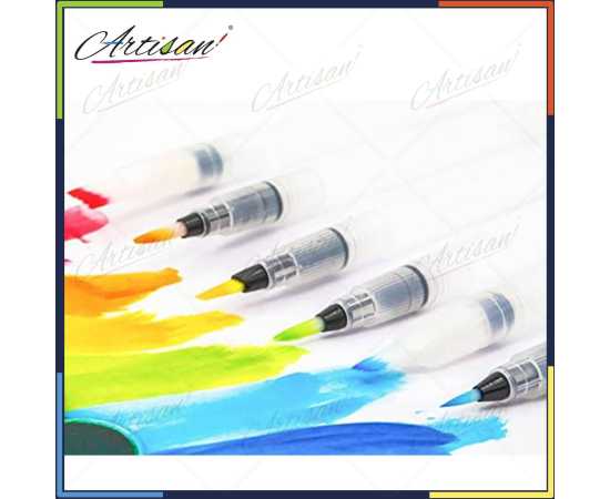 Artisan 6 PCS Water Brush Pen Type (3 x Round Tip and 3 x Flat Tip) Artisan 6 PCS Water Brush Pen Type (3 x Round Tip and 3 x Flat Tip)