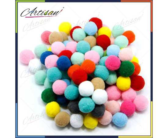 Artisan 2cm Pompoms Fluorescent Colors Pom Pom - Pack of 52 PCS