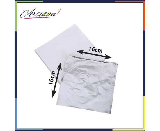 Artisan 100 PCS Golden/Silver Foil Leaf Sheet (6x6 Inch Each)Artisan 100 PCS Golden/Silver Foil Leaf Sheet (6x6 Inch Each)