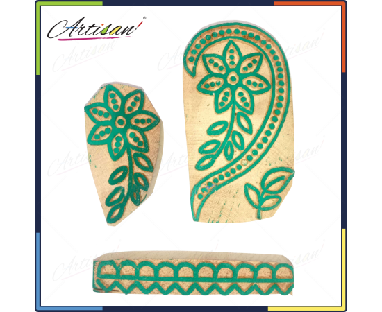 Artisan - 3 PCS Set Wooden block printing stamps