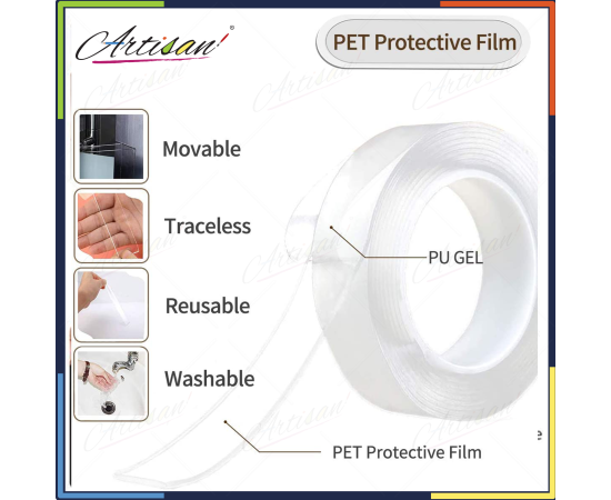 Artisan - 3 Meter Double Sided Adhesive Nano Tape Transparent