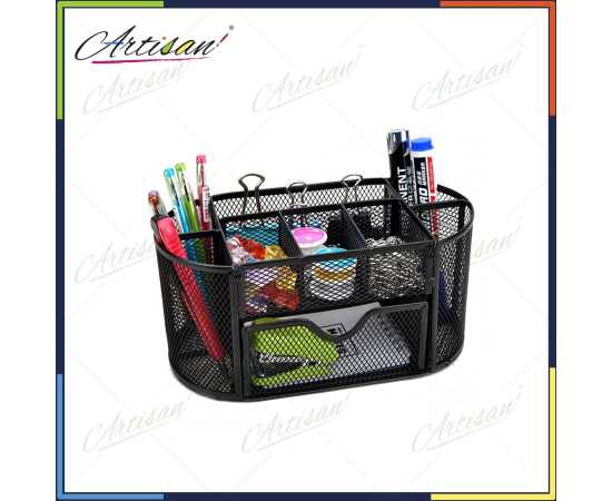 Artisan Metal Mesh Desk Organizer - Black