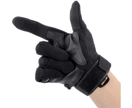 Full Finger Motorcycle Black Gloves - 1 Pair