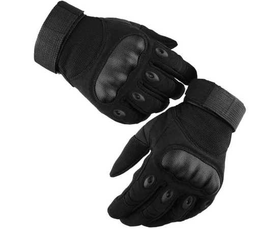 Full Finger Motorcycle Black Gloves - 1 Pair