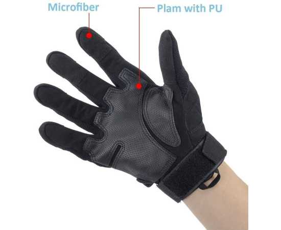 Full Finger Motorcycle Black Gloves - 1 Pair