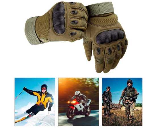 Full Finger Motorcycle Green Gloves - 1 Pair