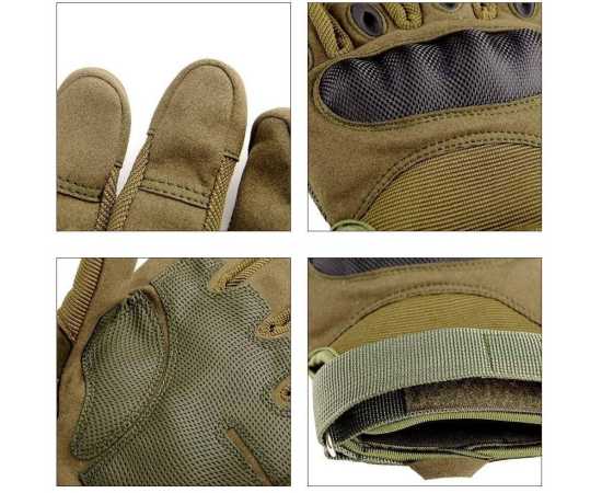 Full Finger Motorcycle Green Gloves - 1 Pair