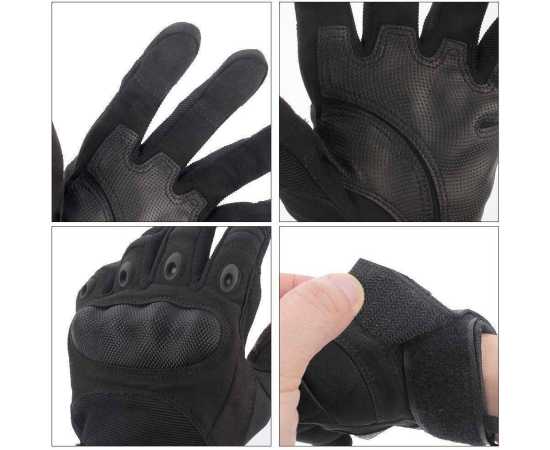 Full Finger Motorcycle Black Gloves - 1 Pair