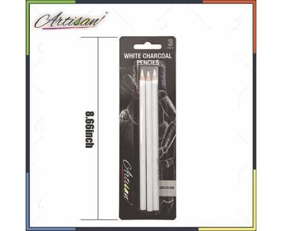 Artisan - 3 Pcs White Drawing Charcoal Pencils