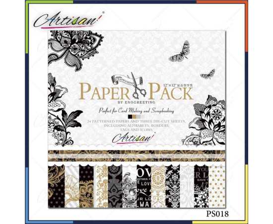 Artisan - Design #PS018 12x12inch printed patterns scrapbook paper - 27 Sheets