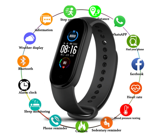 M5 Smart Sports Bracelet Fitness Band - Black