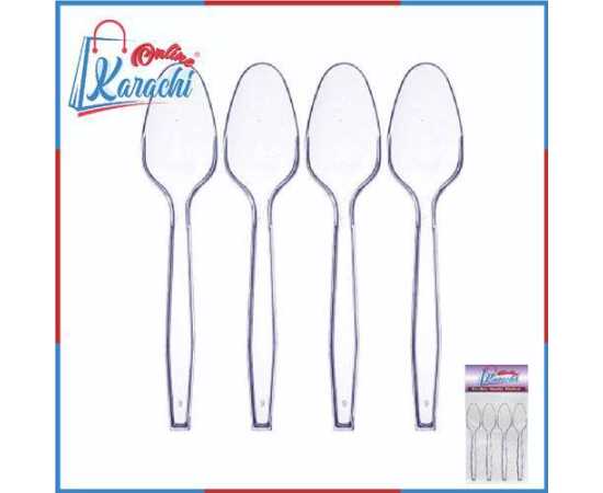 Online Karachi  Pack Of 100 Disposable Plastic Spoons Transparent