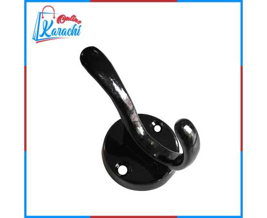 Online Karachi - Single Hook For Hanging Cloth Black With Screws