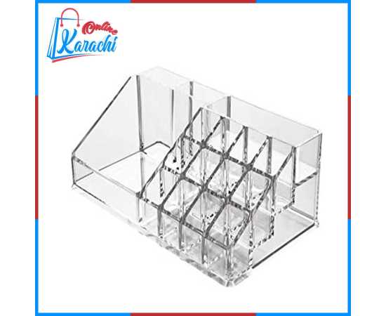 Online Karachi - 16 Compartments Acrylic Makeup Organizer Stand