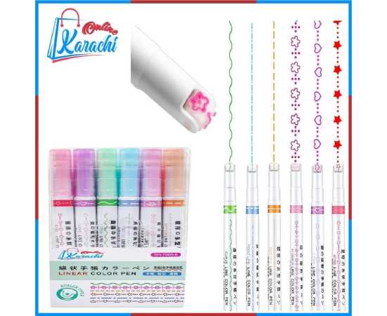 Online Karachi-6 Pcs Curve Highlighter Pen Set