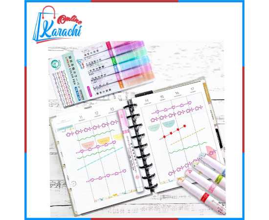Online Karachi-6 Pcs Curve Highlighter Pen Set