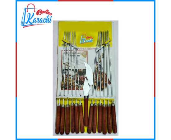 Online Karachi - 13 Pcs Set Of Bbq Stick Needles For Outdoor And Camping