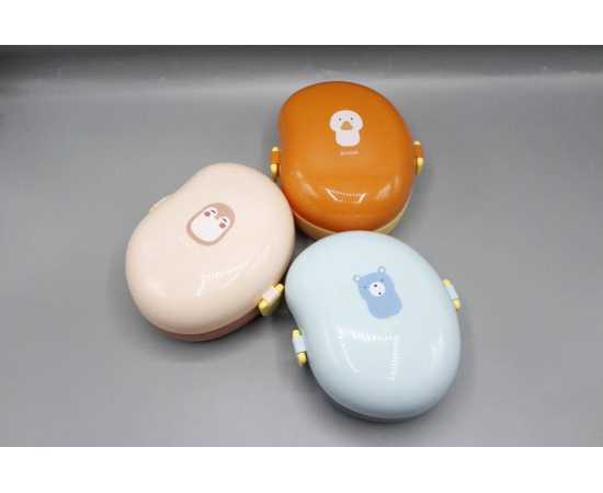 Mango Shaped Lunch Box With Partition &amp; Spork - Orange (2525)