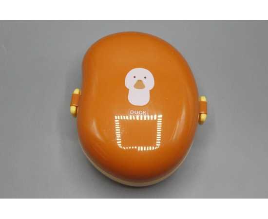 Mango Shaped Lunch Box With Partition &amp; Spork - Orange (2525)