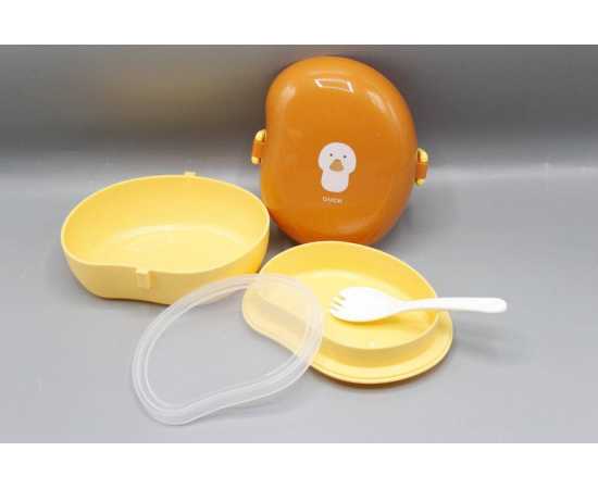 Mango Shaped Lunch Box With Partition &amp; Spork - Orange (2525)