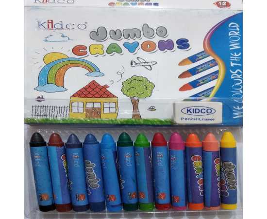 Jumbo Wax Crayon 12 Colors Art # 312 (4 PCS)
