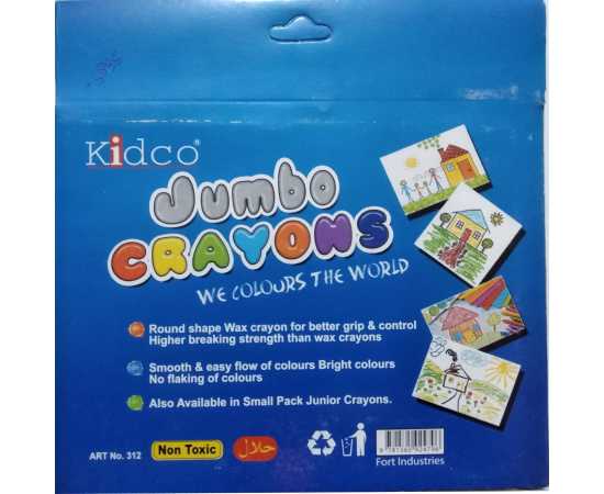 Jumbo Wax Crayon 12 Colors Art # 312 (4 PCS)