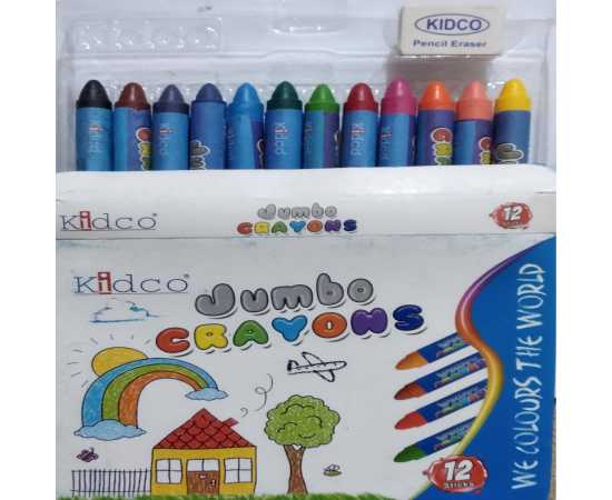 Jumbo Wax Crayon 12 Colors Art # 312 (4 PCS)